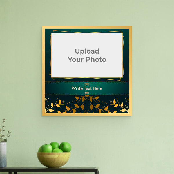 Togetherness with Golden Leaves Theme: Square Aluminium Photo Frame with Image Printing – PrintShoppy Photo Frames