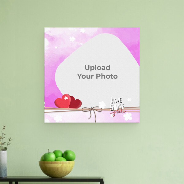 Awesome Girl with Purple Watercolour Theme: Square Aluminium Photo Frame with Image Printing – PrintShoppy Photo Frames