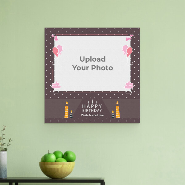Happy Birthday with Cup Cake Theme: Square Aluminium Photo Frame with Image Printing – PrintShoppy Photo Frames