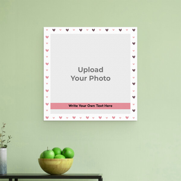 White Love Pattern with Photo and Text: Square Aluminium Photo Frame with Image Printing – PrintShoppy Photo Frames