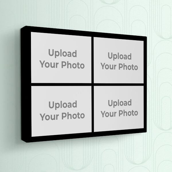 4 Pic Upload with Border Design: Landscape canvas Photo Frame with Image Printing – PrintShoppy Photo Frames
