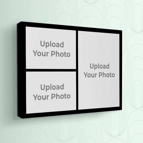 3 Pic Upload with Border Design: Landscape canvas Photo Frame with Image Printing – PrintShoppy Photo Frames