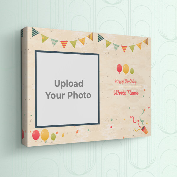 Birthday Wishes with Pennants and Balloons Design: Landscape canvas Photo Frame with Image Printing – PrintShoppy Photo Frames