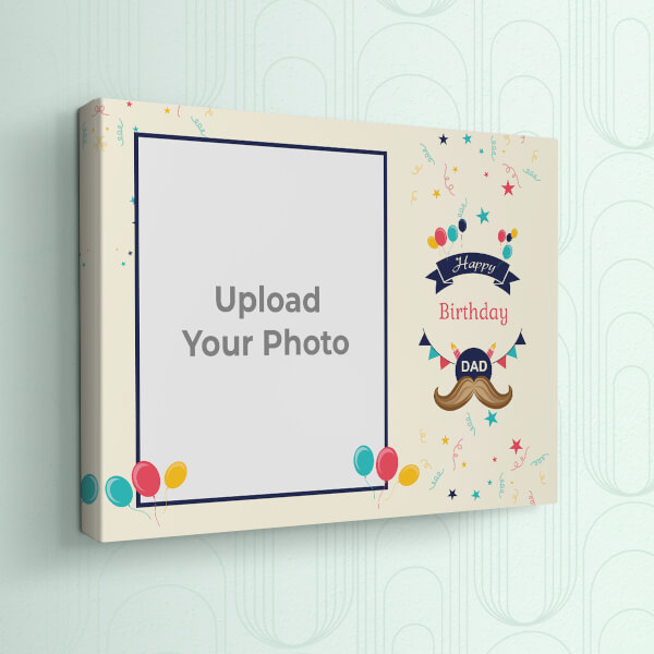 Happy Birthday Dad with Confetti Background Design: Landscape canvas Photo Frame with Image Printing – PrintShoppy Photo Frames