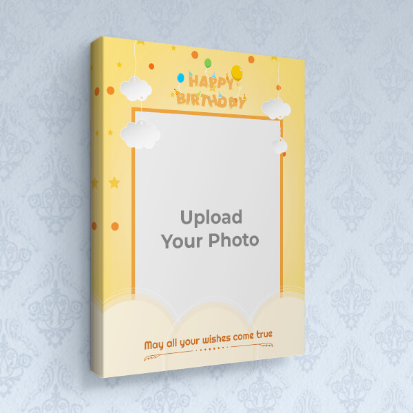 Birthday Wishes with Hanging Clouds Design: Portrait canvas Photo Frame with Image Printing – PrintShoppy Photo Frames