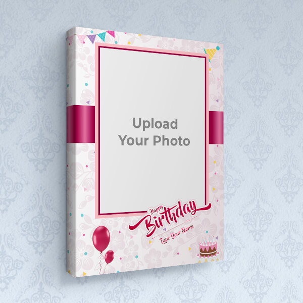 Birthday Wishes with Pink Ribbon Design: Portrait canvas Photo Frame with Image Printing – PrintShoppy Photo Frames