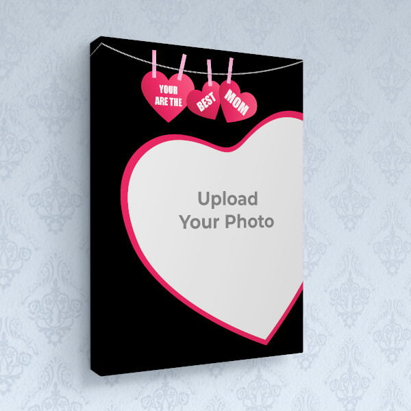 Best Mom with Heart Symbols Design: Portrait canvas Photo Frame with Image Printing – PrintShoppy Photo Frames