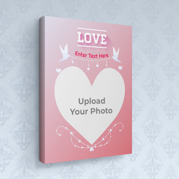 Pic Upload in Heart Symbol with Love Birds Design: Portrait canvas Photo Frame with Image Printing – PrintShoppy Photo Frames
