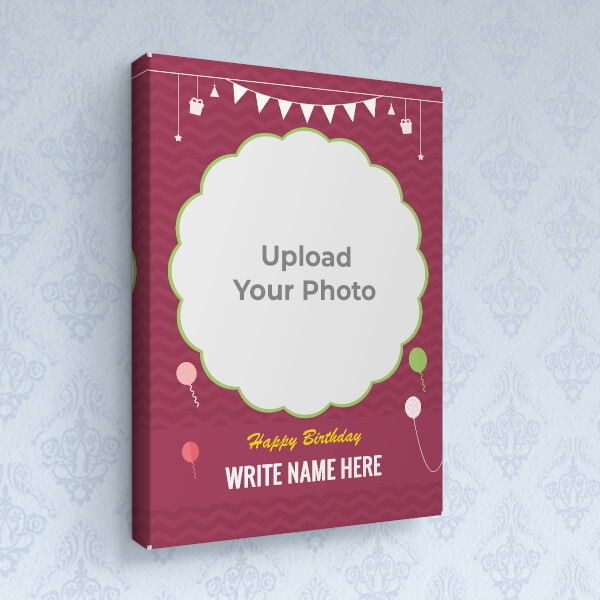 Birthday Wishes with Hanging Gifts and Balloons Design: Portrait canvas Photo Frame with Image Printing – PrintShoppy Photo Frames