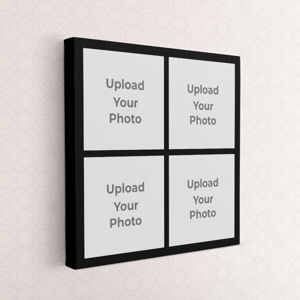 4 Pics Upload with Border Design: Square canvas Photo Frame with Image Printing – PrintShoppy Photo Frames