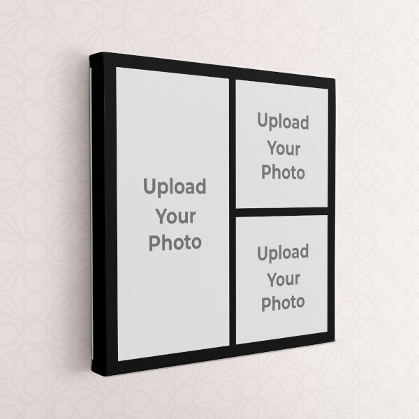 3 Pics Upload with Border Design: Square canvas Photo Frame with Image Printing – PrintShoppy Photo Frames
