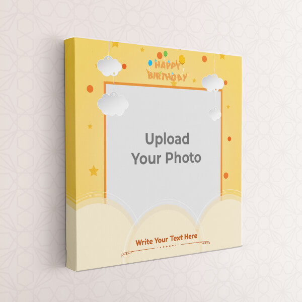 Birthday Wishes with Hanging Clouds Design: Square canvas Photo Frame with Image Printing – PrintShoppy Photo Frames