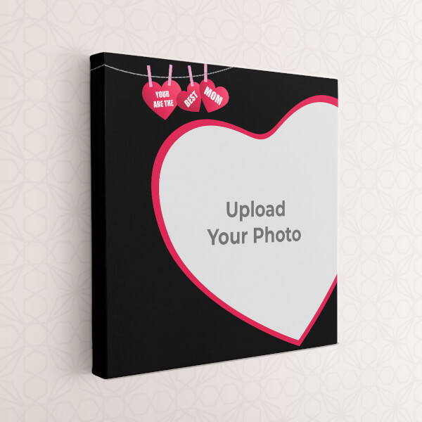Best Mom with Heart Symbols Design: Square canvas Photo Frame with Image Printing – PrintShoppy Photo Frames