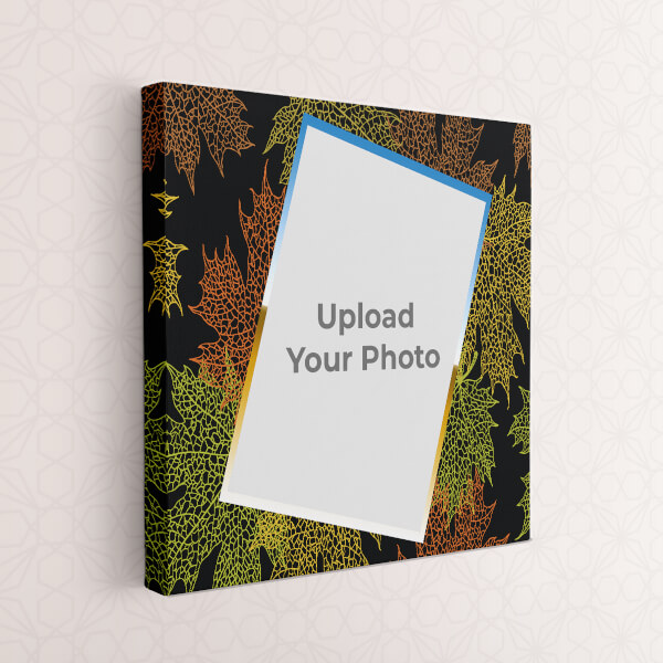 Leaf Colourful Line art with multicolour Border Frame: Square canvas Photo Frame with Image Printing – PrintShoppy Photo Frames