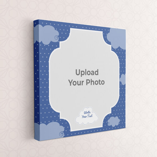 Blue Colour Dotted Background with Clouds: Square canvas Photo Frame with Image Printing – PrintShoppy Photo Frames