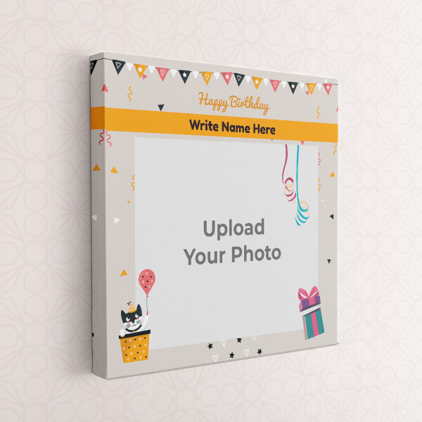 Happy Birthday with Confetti Design: Square canvas Photo Frame with Image Printing – PrintShoppy Photo Frames