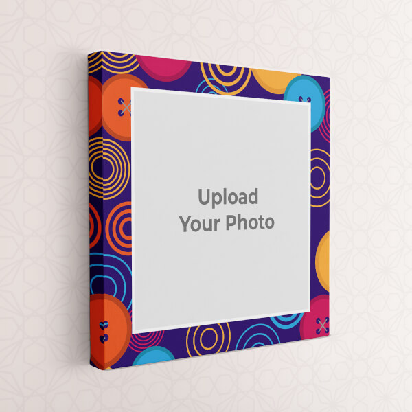 Violet Background with Circle Wave Design and Button: Square canvas Photo Frame with Image Printing – PrintShoppy Photo Frames