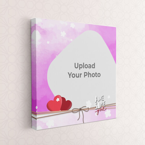Awesome Girl with Purple Watercolour Theme: Square canvas Photo Frame with Image Printing – PrintShoppy Photo Frames