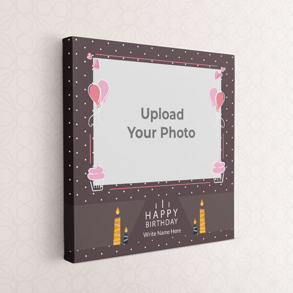 Happy Birthday with Cup Cake Theme: Square canvas Photo Frame with Image Printing – PrintShoppy Photo Frames