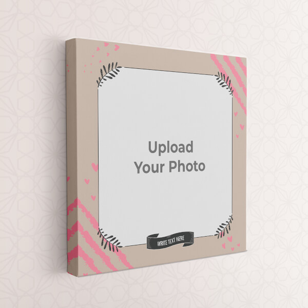 Leaf Corner with Pink Love Hearts Symbols: Square canvas Photo Frame with Image Printing – PrintShoppy Photo Frames