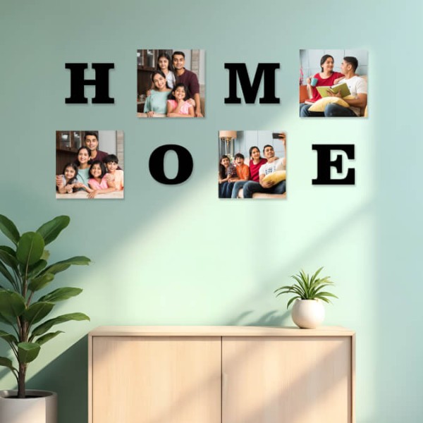 HOME - 4 Photo Creative Acrylic Wall Art Frame