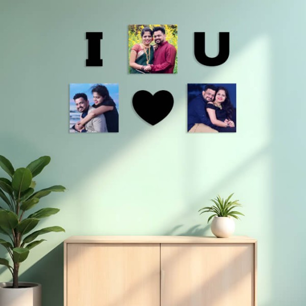 I LOVE YOU - 3 Photo Creative Acrylic Wall Art Frame