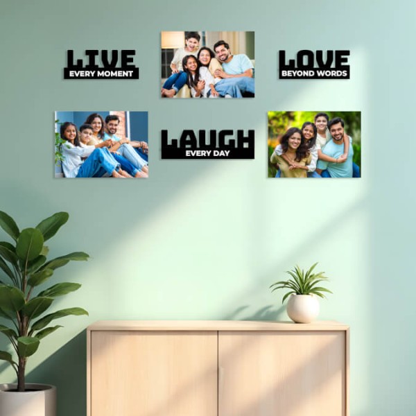 LIVE LAUGH LOVE QUOTE - 3 Photo Creative Acrylic Wall Art Frame