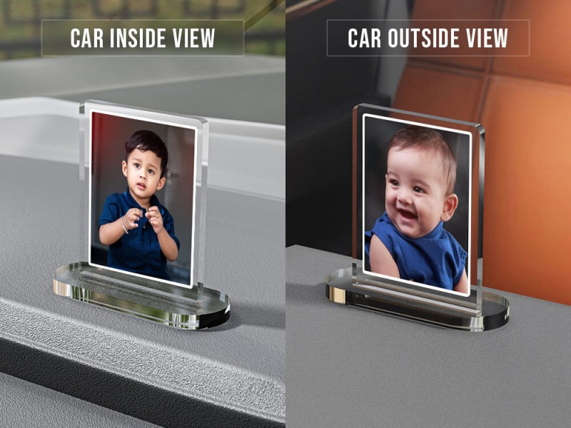 Full Pic Upload Design: Portrait Acrylic Dashboard Photo Stand with Image Printing