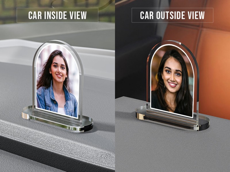 Full Pic Upload Design: Dome Acrylic Dashboard Photo Stand with Image Printing 