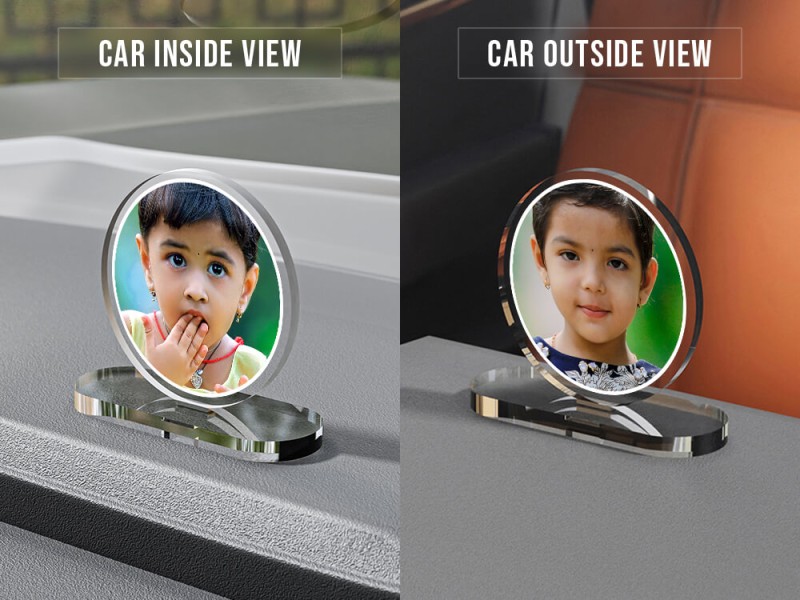 Full Pic Upload Design: Round Shaped Acrylic Dashboard Photo Stand with Image Printing
