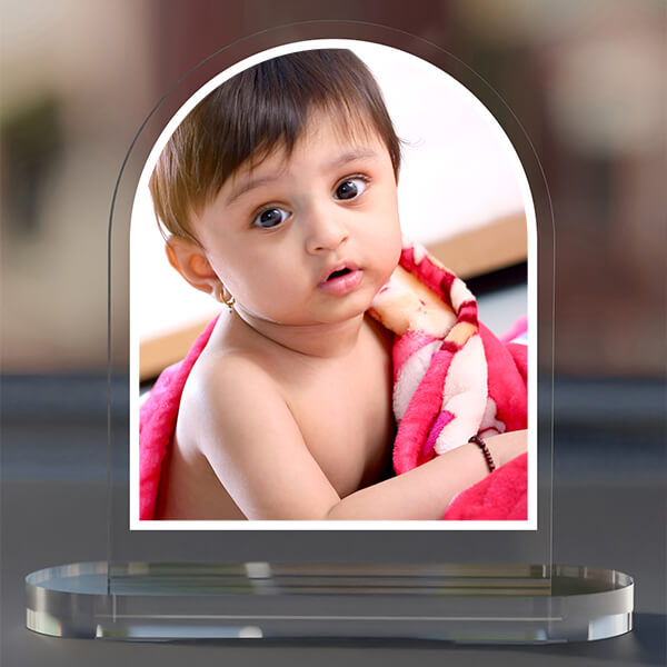 Full Pic Upload Design: Dome Acrylic Dashboard Photo Stand with Single Sided Image Printing 