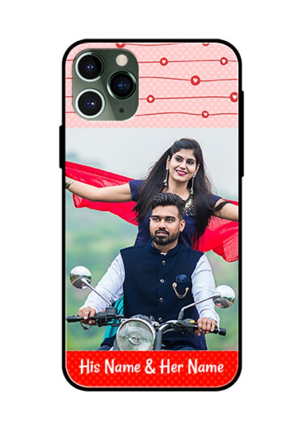 Apple iPhone 11 Pro Personalized Glass Phone Case  - Red Pattern Case Design