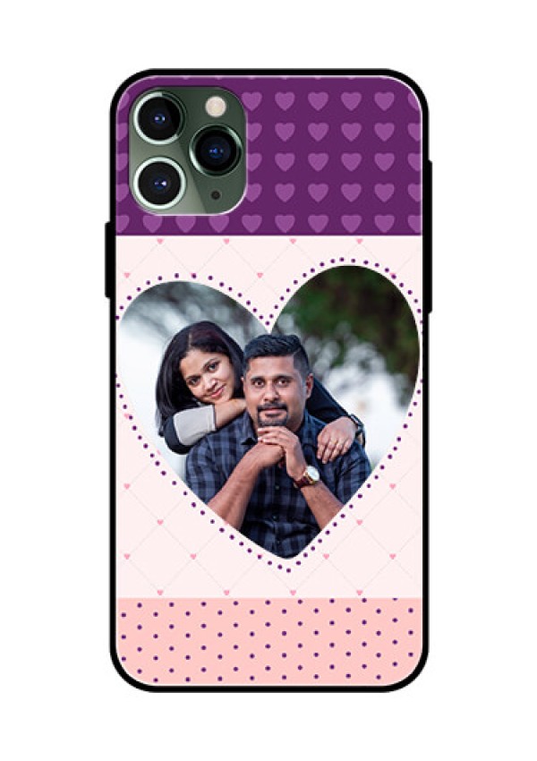 Apple iPhone 11 Pro Custom Glass Phone Case  - Violet Love Dots Design