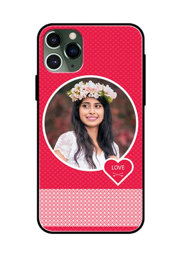 Apple iPhone 11 Pro Personalised Glass Phone Case  - Pink Pattern Design