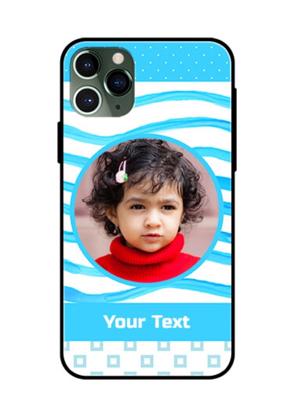 Apple iPhone 11 Pro Custom Glass Phone Case  - Simple Blue Case Design