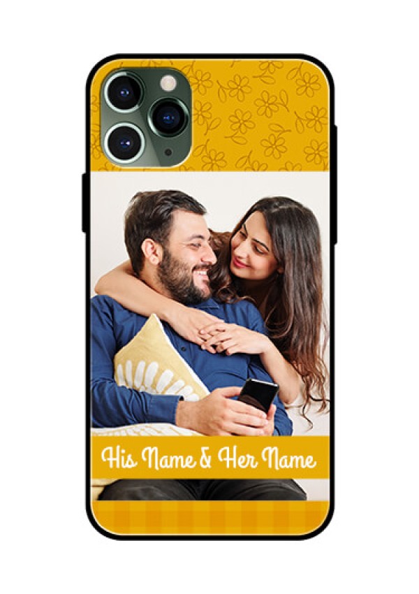 Apple iPhone 11 Pro Custom Glass Mobile Case  - Yellow Floral Design