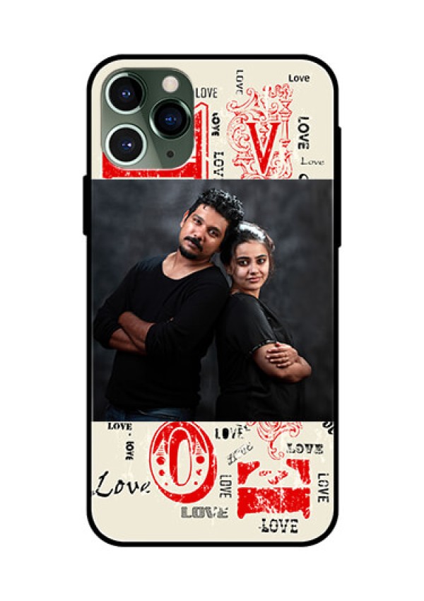 Apple iPhone 11 Pro Photo Printing on Glass Case  - Trendy Love Design Case