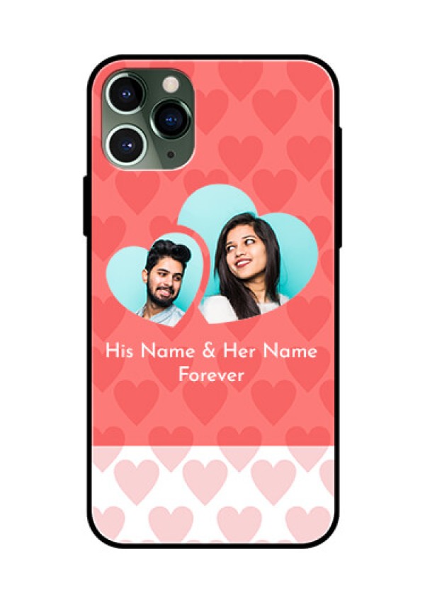Apple iPhone 11 Pro Personalized Glass Phone Case  - Couple Pic Upload Design