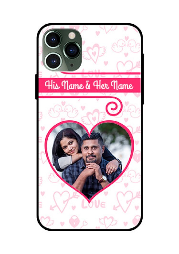Apple iPhone 11 Pro Personalized Glass Phone Case  - Heart Shape Love Design