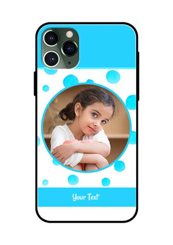 Apple iPhone 11 Pro Photo Printing on Glass Case  - Blue Bubbles Pattern Design