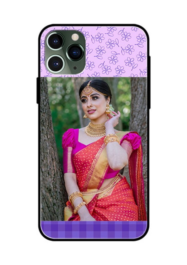 Apple iPhone 11 Pro Custom Glass Phone Case  - Purple Floral Design