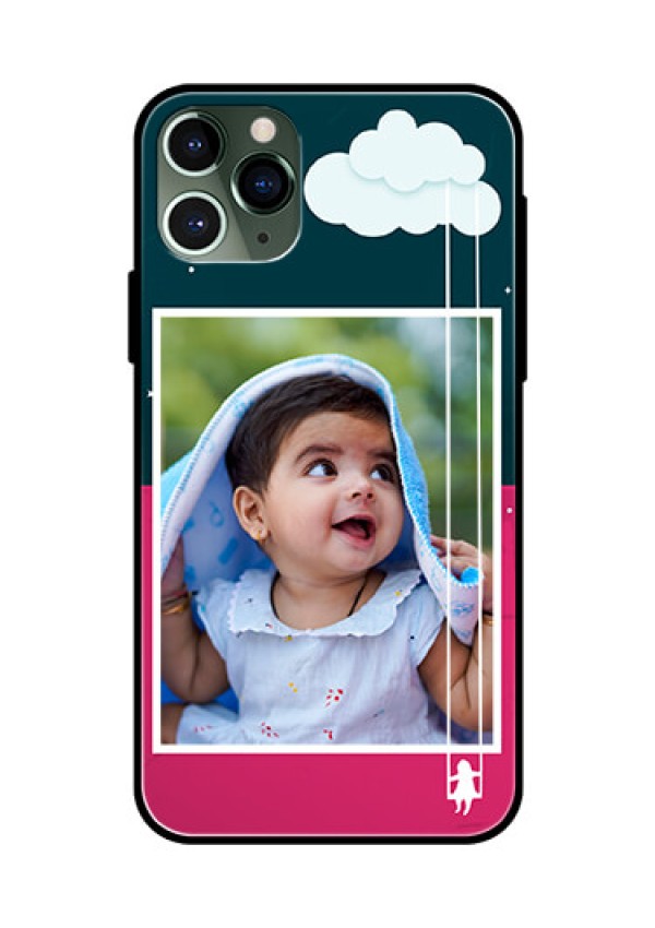 Apple iPhone 11 Pro Custom Glass Phone Case  - Cute Girl with Cloud Design