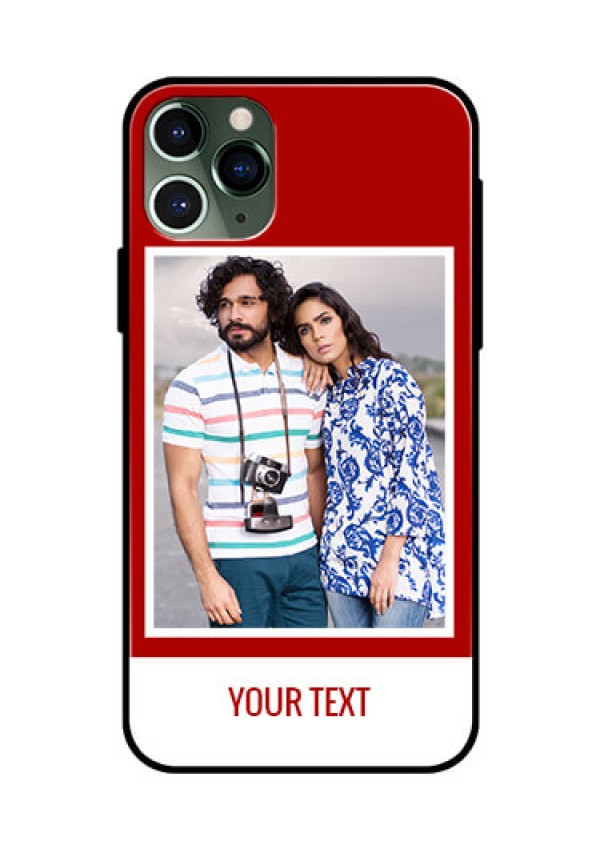 Apple iPhone 11 Pro Personalized Glass Phone Case  - Simple Red Color Design