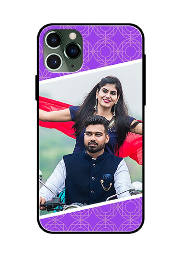 Apple iPhone 11 Pro Custom Glass Phone Case  - Violet Pattern Design