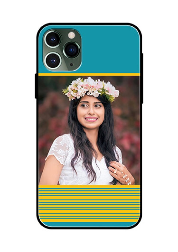 Apple iPhone 11 Pro Custom Glass Phone Case  - Yellow & Blue Design 
