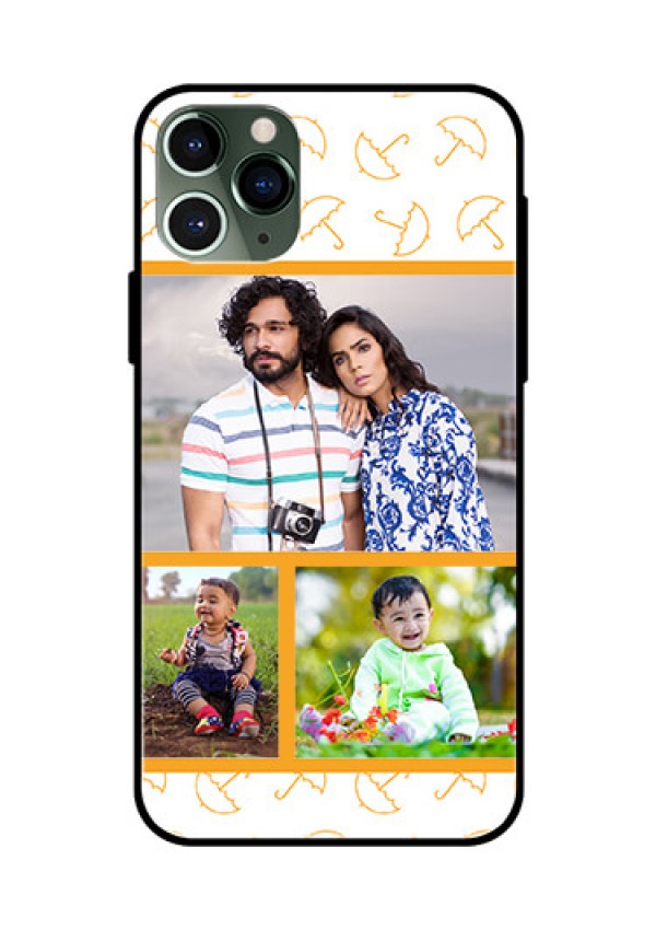 Apple iPhone 11 Pro Custom Glass Mobile Case  - Yellow Pattern Design