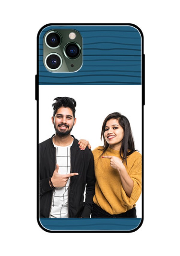 Apple iPhone 11 Pro Custom Glass Phone Case  - Blue Pattern Cover Design