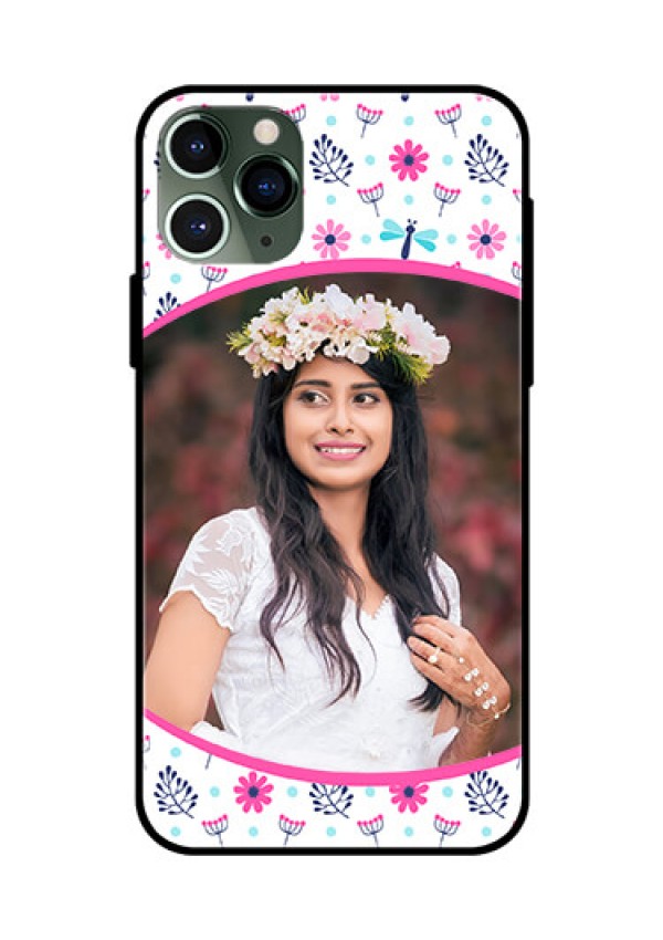 Apple iPhone 11 Pro Photo Printing on Glass Case  - Colorful Flower Design