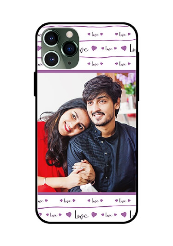 Apple iPhone 11 Pro Custom Glass Mobile Case  - Couples Heart Design