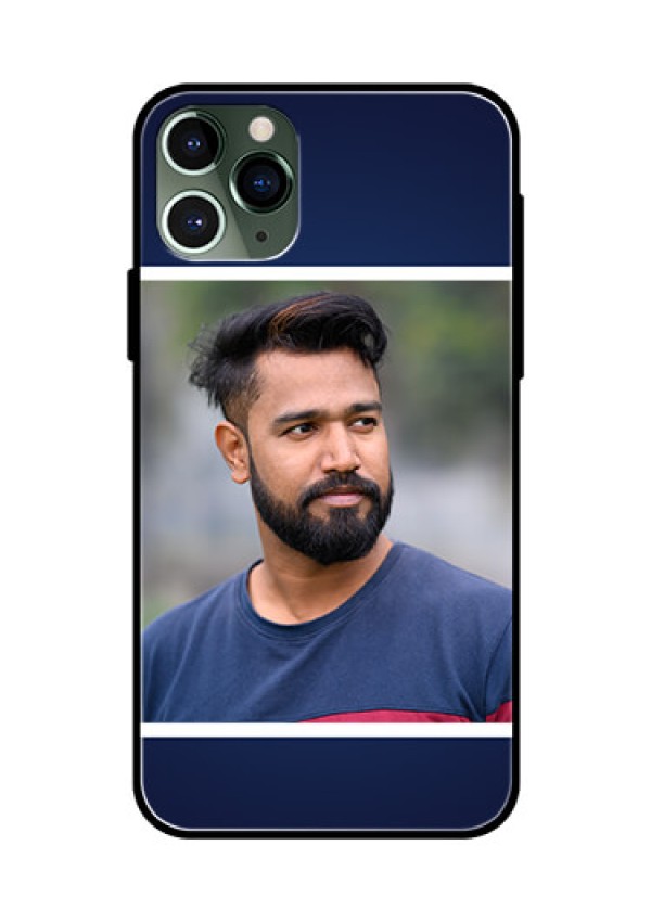 Apple iPhone 11 Pro Personalized Glass Phone Case  - Simple Royal Blue Design